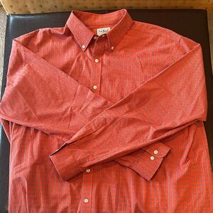 L.L. Bean Men's Red and Blue Plaid Shirt Long Sleeve- size Xl-Tall